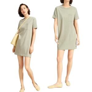 Everlane Green Weekend Tee Dress Shirt XS Pockets Mini Casual Minimalistic
